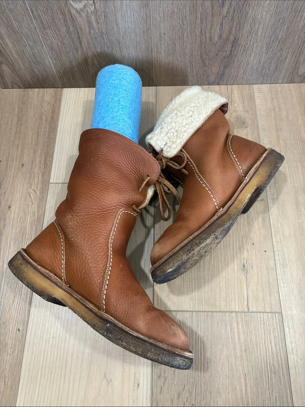 Duckfeet Unisex Århus Wool-lined Pebbled Leather Boots Nut Cognac Camel 39